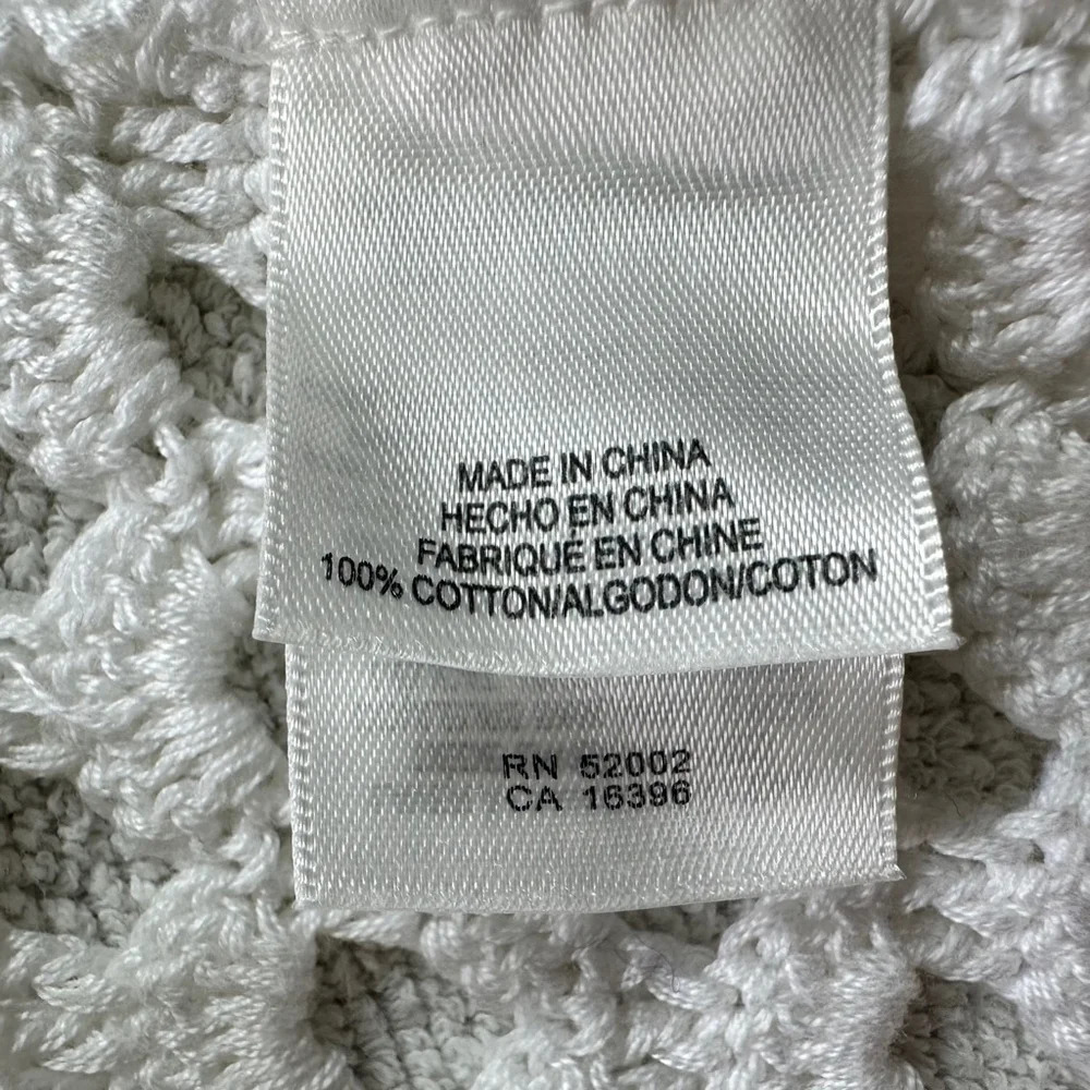 Liz Claiborne 100% COTTON White Hollow Out Open Front Cardigan Medium - Picture 6 of 7